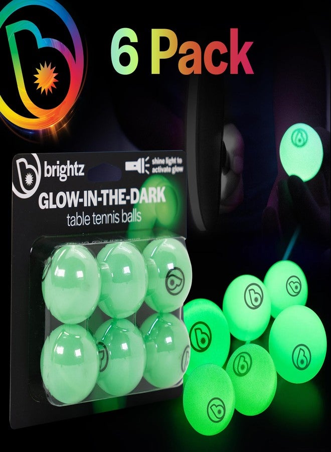 Brightz Glow in The Dark Ping Pong Balls, 6-Pack - Green Colored Neon Ping Pong Balls - Official Size & Weight 40mm Table Tennis Balls - Durable High Performance - Next Level Fun - Image 3